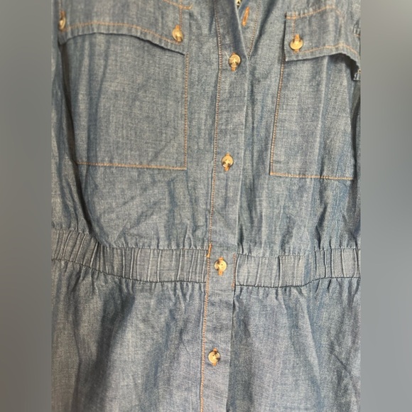 Women's Denim Sleeveless Mini Shirtdress Ava & Viv Dark denim Wash - Picture 10 of 10